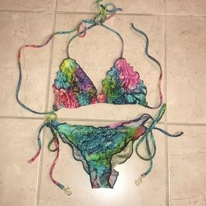 Gorgeous Luli Fama 2 pc ruched bottom bikini SZ M